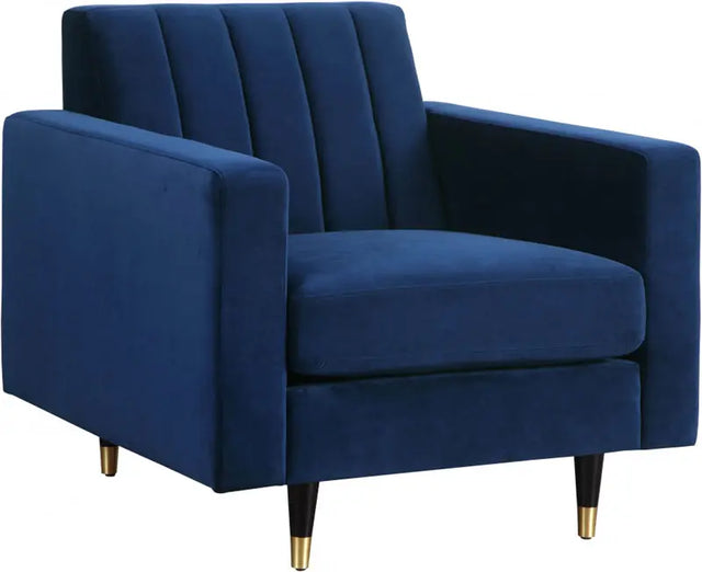 Meridian Furniture - Lola Velvet Chair In Navy - 619Navy-C