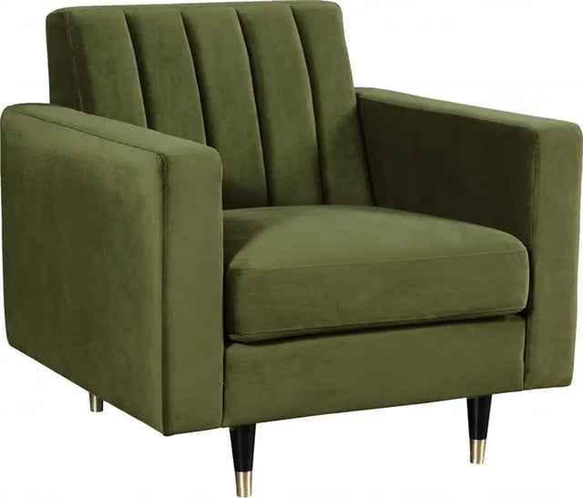 Meridian Furniture - Lola Velvet Chair In Olive - 619Olive-C