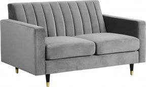 Lola Velvet Loveseat In Grey - 619Grey-L | Meridian