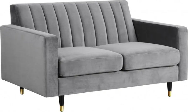 Meridian Furniture - Lola Velvet Loveseat In Grey - 619Grey-L