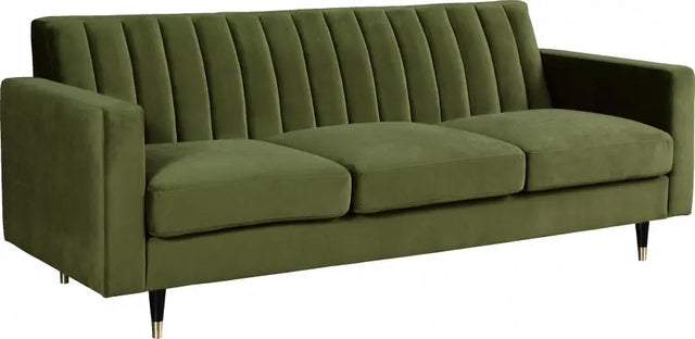 Meridian Furniture - Lola Velvet Sofa In Olive - 619Olive-S