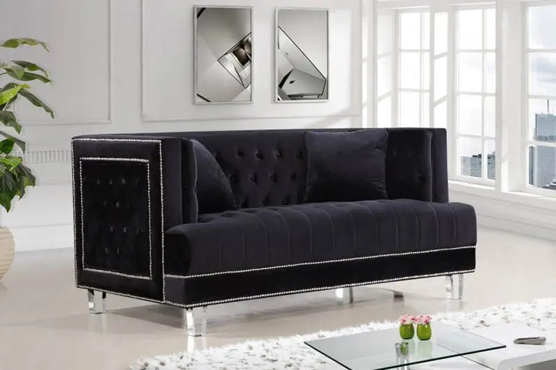 Meridian Furniture - Lucas Velvet Loveseat In Black - 609Bl-L