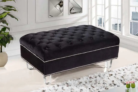 Meridian Furniture - Lucas Velvet Ottoman In Black - 609Bl-Ott