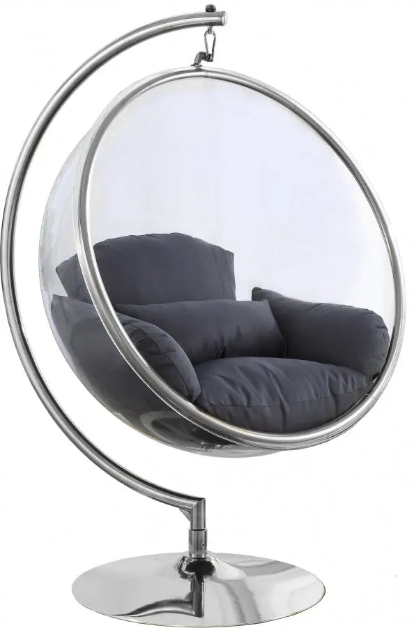 Meridian Furniture - Luna Acrylic Swing Bubble Accent Chair In Grey - 507Grey