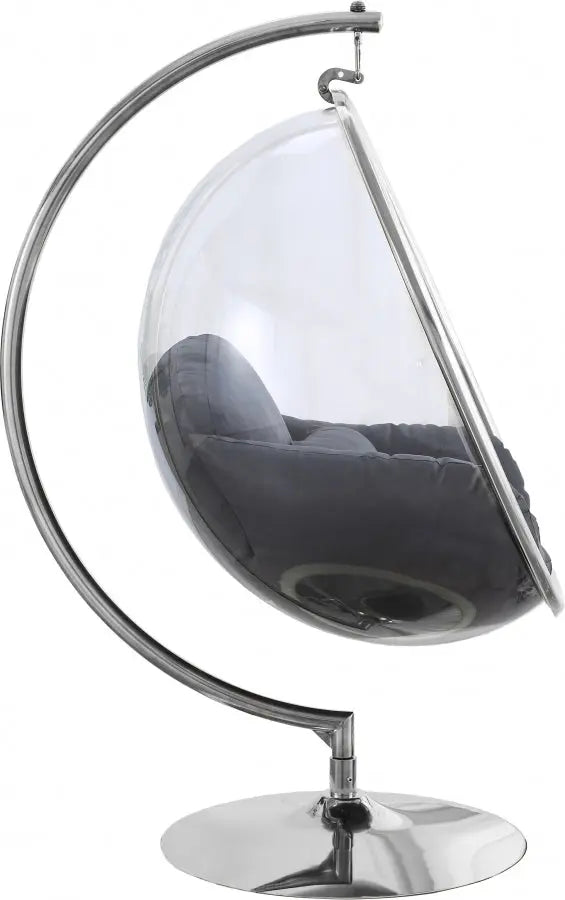 Meridian Furniture - Luna Acrylic Swing Bubble Accent Chair In Grey - 507Grey