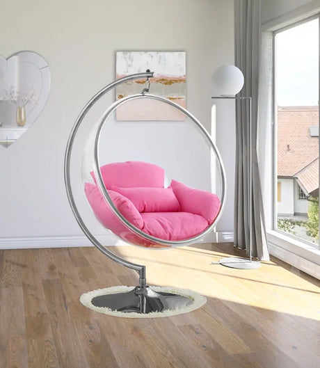 Meridian Furniture - Luna Acrylic Swing Bubble Accent Chair In Pink - 507Pink