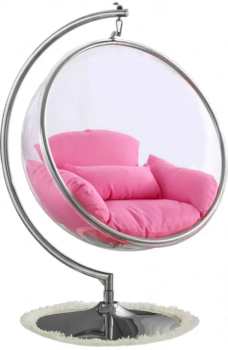 Meridian Furniture - Luna Acrylic Swing Bubble Accent Chair In Pink - 507Pink