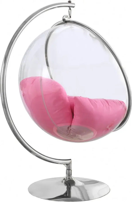 Meridian Furniture - Luna Acrylic Swing Bubble Accent Chair In Pink - 507Pink