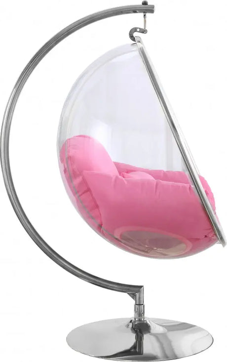 Meridian Furniture - Luna Acrylic Swing Bubble Accent Chair In Pink - 507Pink