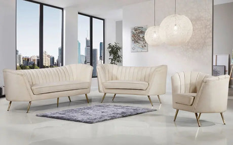 Meridian Furniture - Margo 3 Piece Living Room Set In Cream - 622Cream-S-3Set