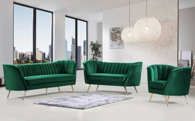 Meridian Furniture - Margo 3 Piece Living Room Set In Green - 622Green-S-3Set