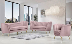 Margo 3 Piece Living Room Set In Pink - 622Pink-S-3Set | Meridian