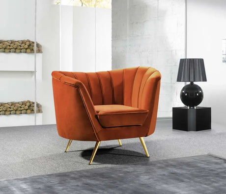 Meridian Furniture - Margo Velvet Chair In Cognac - 622Cognac-C