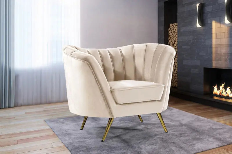 Meridian Furniture - Margo Velvet Chair In Cream - 622Cream-C