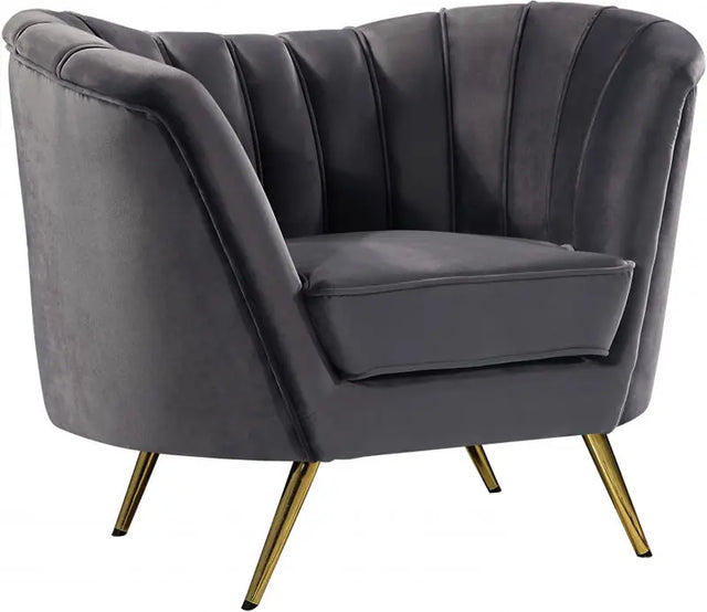 Meridian Furniture - Margo Velvet Chair In Grey - 622Grey-C