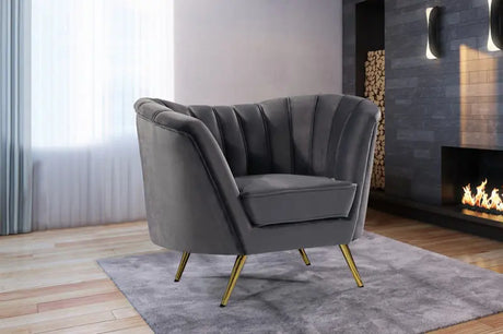 Meridian Furniture - Margo Velvet Chair In Grey - 622Grey-C