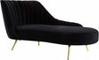 Margo Velvet Chaise Lounge In Black - 622Black-Chaise | Meridian