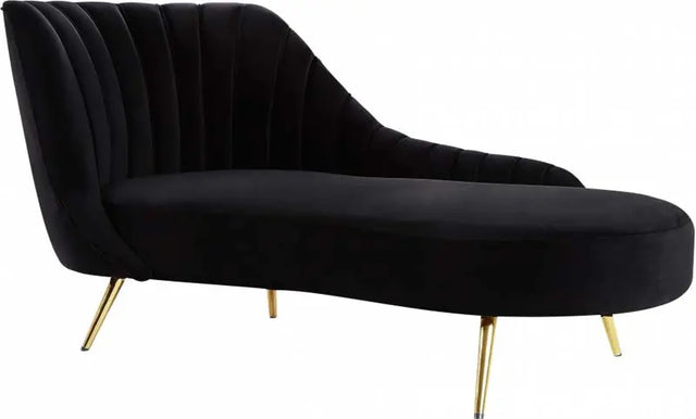 Meridian Furniture - Margo Velvet Chaise Lounge In Black - 622Black-Chaise