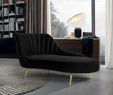 Meridian Furniture - Margo Velvet Chaise Lounge In Black - 622Black-Chaise