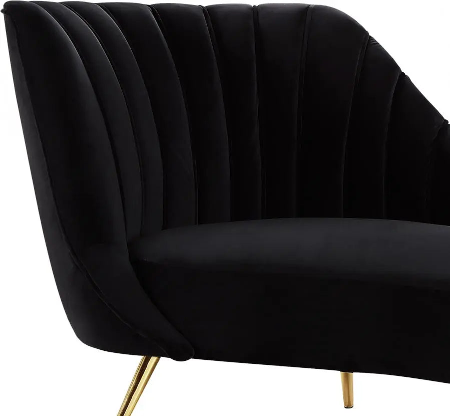 Meridian Furniture - Margo Velvet Chaise Lounge In Black - 622Black-Chaise