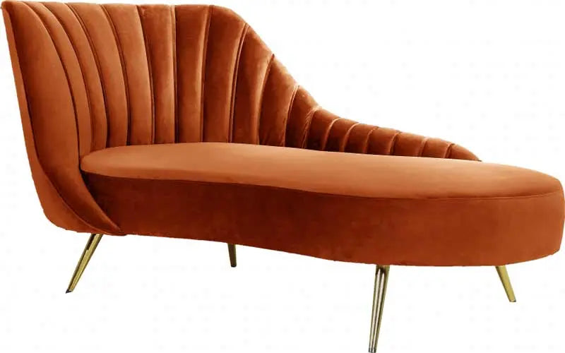 Meridian Furniture - Margo Velvet Chaise Lounge In Cognac - 622Cognac-Chaise