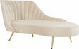 Margo Velvet Chaise Lounge In Cream - 622Cream-Chaise | Meridian
