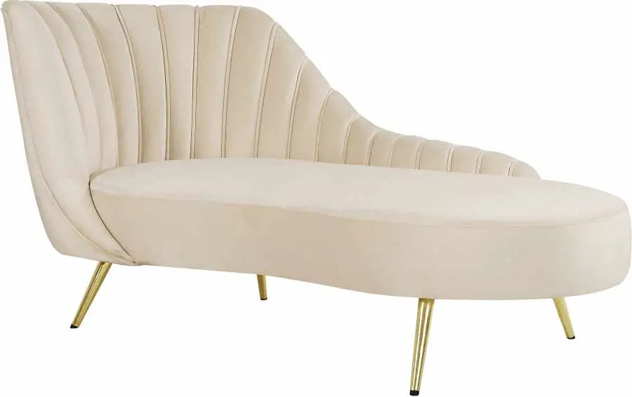 Meridian Furniture - Margo Velvet Chaise Lounge In Cream - 622Cream-Chaise