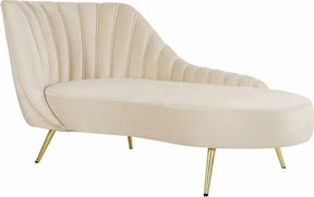 Margo Velvet Chaise Lounge In Cream - 622Cream-Chaise | Meridian