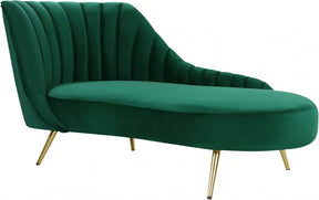 Margo Velvet Chaise Lounge In Green - 622Green-Chaise | Meridian