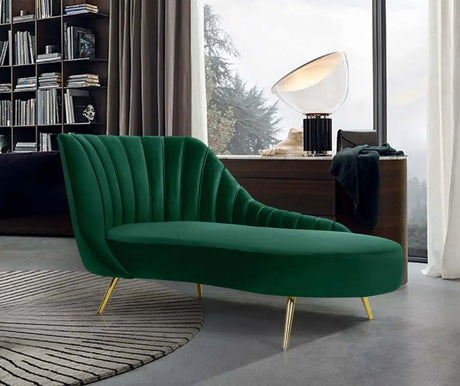 Meridian Furniture - Margo Velvet Chaise Lounge In Green - 622Green-Chaise