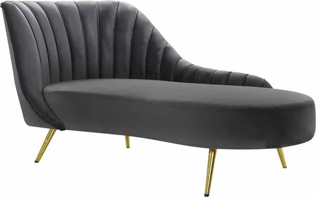 Meridian Furniture - Margo Velvet Chaise Lounge In Grey - 622Grey-Chaise