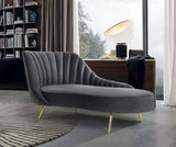 Meridian Furniture - Margo Velvet Chaise Lounge In Grey - 622Grey-Chaise