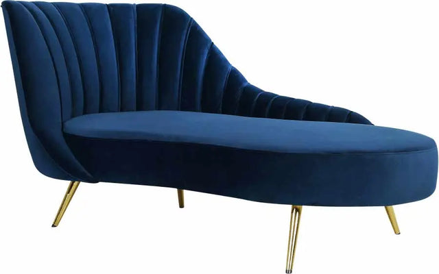 Meridian Furniture - Margo Velvet Chaise Lounge In Navy - 622Navy-Chaise