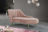 Meridian Furniture - Margo Velvet Chaise Lounge In Pink - 622Pink-Chaise