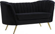 Margo Velvet Loveseat In Black - 622Black-L | Meridian