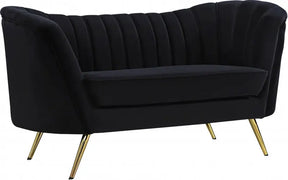 Margo Velvet Loveseat In Black - 622Black-L | Meridian