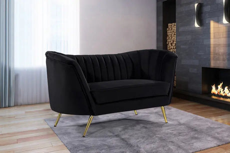 Meridian Furniture - Margo Velvet Loveseat In Black - 622Black-L