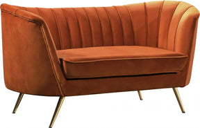 Margo Velvet Loveseat In Cognac - 622Cognac-L | Meridian