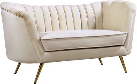 Meridian Furniture - Margo Velvet Loveseat In Cream - 622Cream-L