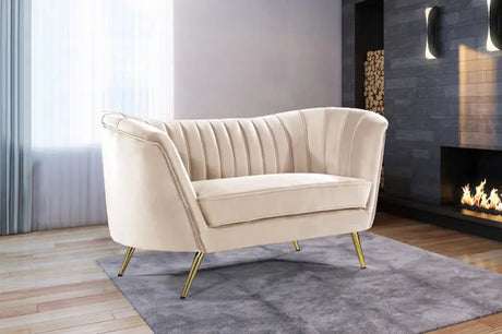 Meridian Furniture - Margo Velvet Loveseat In Cream - 622Cream-L