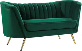 Margo Velvet Loveseat In Green - 622Green-L | Meridian