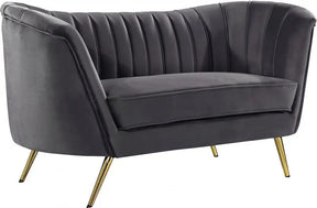 Margo Velvet Loveseat In Grey - 622Grey-L | Meridian