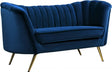 Margo Velvet Loveseat In Navy - 622Navy-L | Meridian