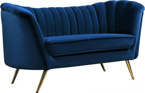 Margo Velvet Loveseat In Navy - 622Navy-L | Meridian