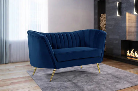 Meridian Furniture - Margo Velvet Loveseat In Navy - 622Navy-L