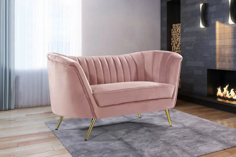 Meridian Furniture - Margo Velvet Loveseat In Pink - 622Pink-L