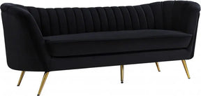 Margo Velvet Sofa In Black - 622Black-S | Meridian