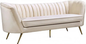 Margo Velvet Sofa In Cream - 622Cream-S | Meridian
