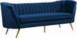 Margo Velvet Sofa In Navy - 622Navy-S | Meridian