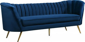 Margo Velvet Sofa In Navy - 622Navy-S | Meridian